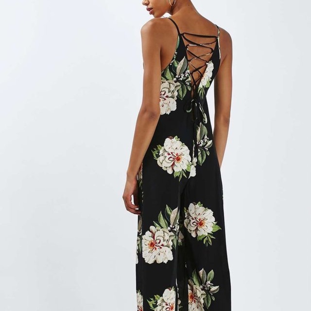 Topshop Petite Floral Wide-leg Jumpsuit Romper